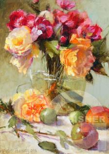 Peonies in Clear Vase