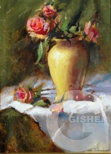 Roses in Cream Vase