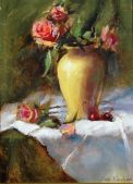 Roses in Cream Vase