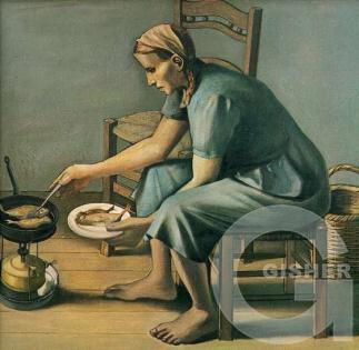 A woman frying fish, 1959