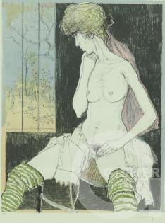 Joelle in green stockings