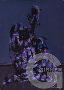 seated figure 2002  acrylic on cardboard 50x70