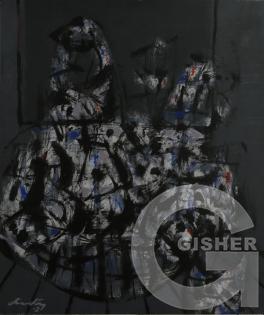 two figures in the room  2002       acrylic on cardboard     71x60,6