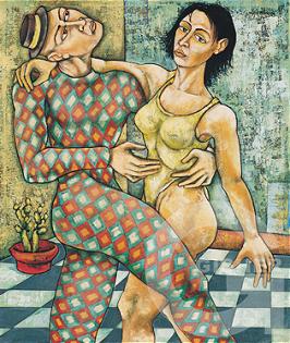 Dancing Harlequin with Wife, 1998