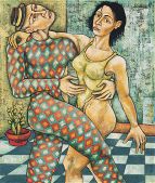 Dancing Harlequin with Wife, 1998