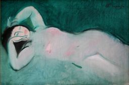 Nude Against Green Background