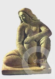 Woman with a jug, (sculpture in miniature), 1968, shamot, ASHM