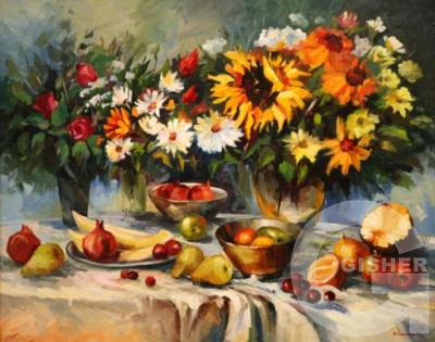 Still life with fruit and flowers