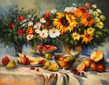 Still life with fruit and flowers