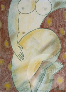 Lying on the bedspread