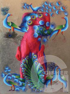 Malvina in Red and Peacocks, 2007