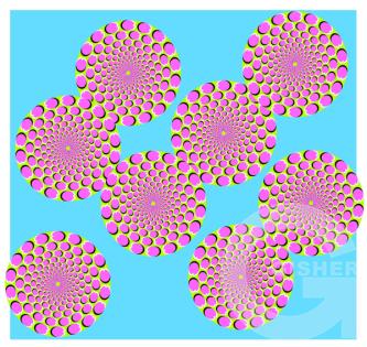 Смотрите внимательно, Вы заметите, что по кругу движется зеленый круг